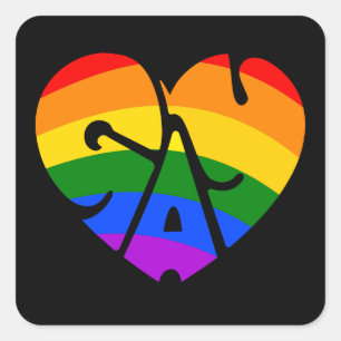 Gay Heart Square Sticker