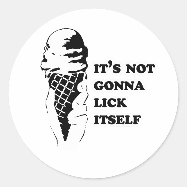 Gay Humour lick itself reverse Classic Round Sticker (Front)