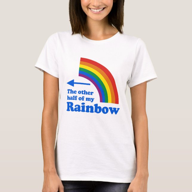 Gay humour rainbow half left plain T-Shirt (Front)