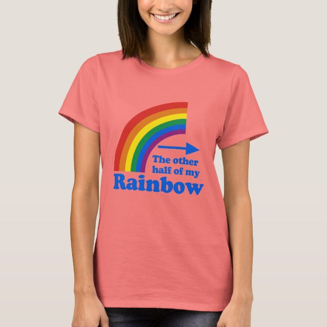 Gay Humour rainbow half right plain T-Shirt (Front)