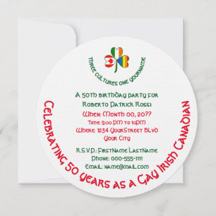 Gay Irish Canadian Shamrock Birthday Invitation