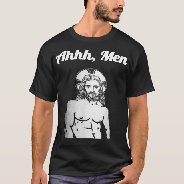 Gay Jesus Ah Men Funny Atheist Christian Humour LG T-Shirt (Front)