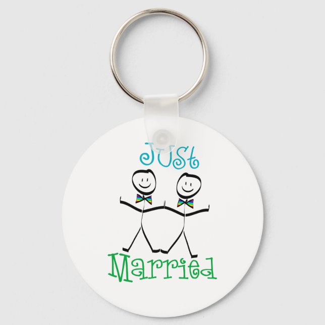Gay Just Married Favors Key Ring (Front)