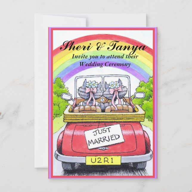 Gay Lasbian Wedding Ceremony Invitation Announce (Front)