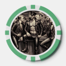 Gay Leather Daddy 1940s Biker Poker Chips – Double