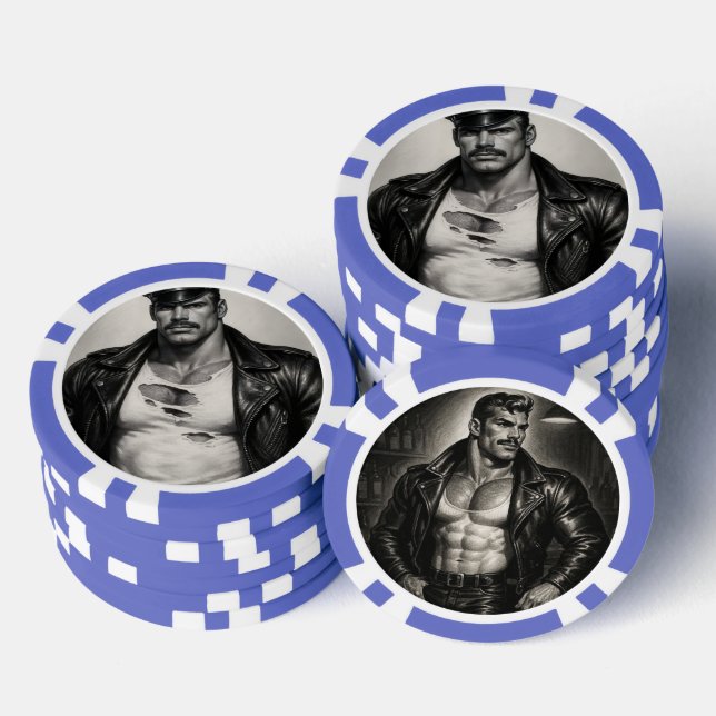 Gay Leather Daddy 1940s Biker Poker Chips – Double (Stack)