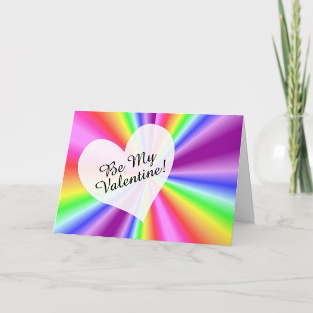 Gay / Lesbian Be  My Valentine Rainbow Card (Front)
