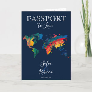 Gay Lesbian Destination Wedding Rainbow World Map Invitation