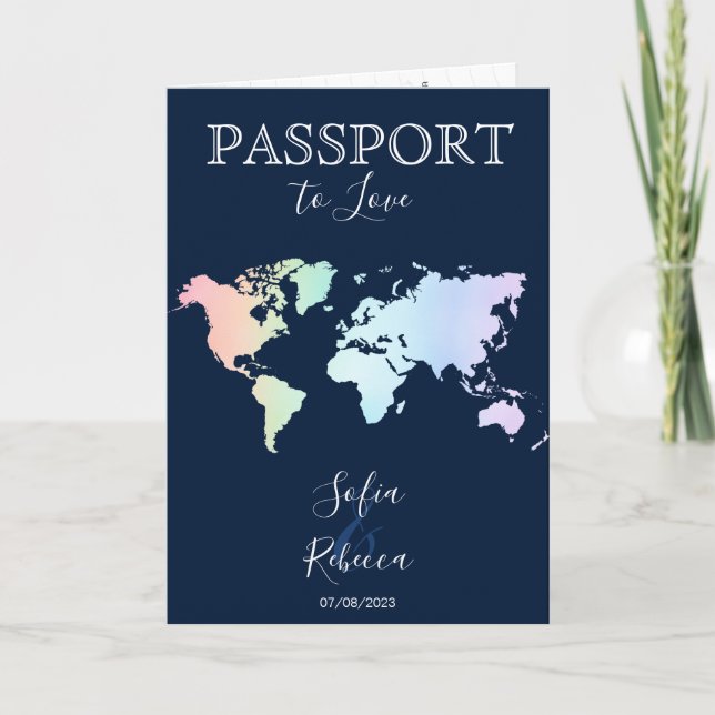 Gay Lesbian Destination Wedding Rainbow World Map  Invitation (Front)