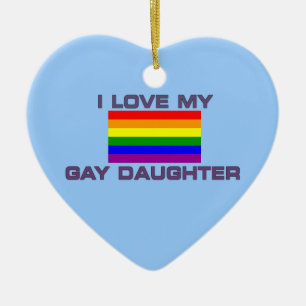 Gay Lesbian I LOVE MY GAY DAUGHTER Ceramic Tree Decoration