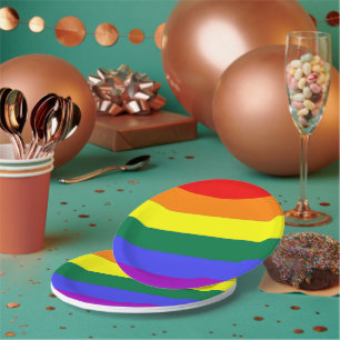 Gay Lesbian LGBT Rainbow Pride Flag Paper Plate