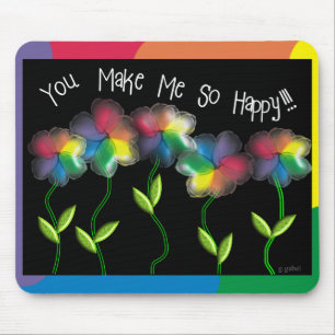 Gay Lesbian Rainbow Flowers Mouse Pad