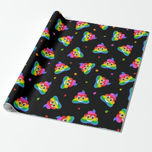 Gay lesbian rainbow poop emoji wrapping paper