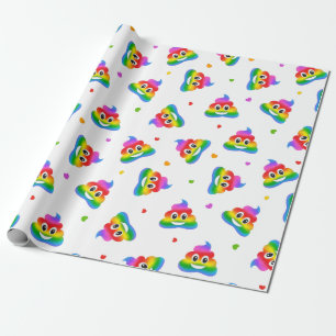 Gay lesbian rainbow poop emoji wrapping paper
