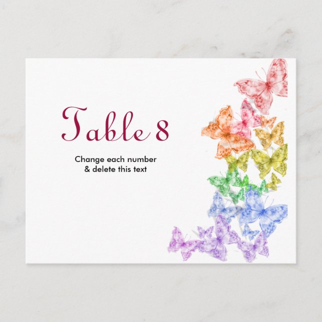 Gay Lesbian Wedding Table Cards numbers Postcard (Front)