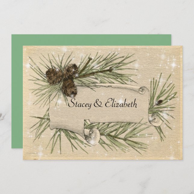 Gay / Lesbian Winter Wedding Invitation (Front/Back)