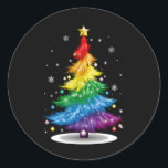 Gay LGBT Pride Rainbow Christmas Tree Merry Xmas Classic Round Sticker<br><div class="desc">Gay LGBT Pride Rainbow Christmas Tree Merry Xmas</div>