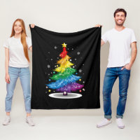 Gay LGBT Pride Rainbow Christmas Tree Merry Xmas