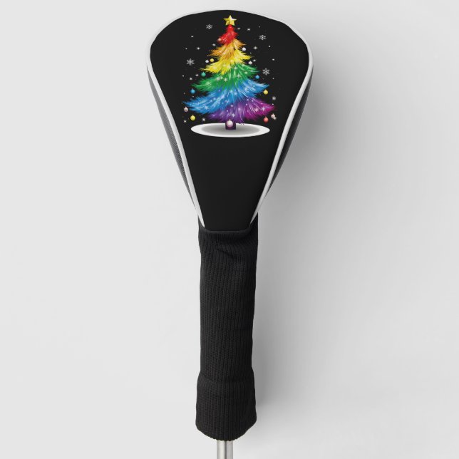 Gay LGBT Pride Rainbow Christmas Tree Merry Xmas Golf Head Cover (Front)