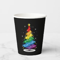 Gay LGBT Pride Rainbow Christmas Tree Merry Xmas