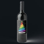 Gay LGBT Pride Rainbow Christmas Tree Merry Xmas Wine Label<br><div class="desc">Gay LGBT Pride Rainbow Christmas Tree Merry Xmas</div>