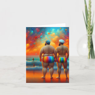 gay lgbtq a day at the beach love is love thank you card
