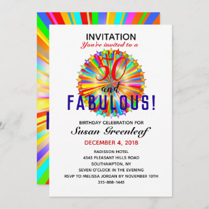 Gay LGBTQ Any Age Fabulous Rainbow Birthday Invitation