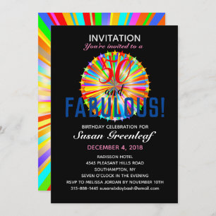 Gay LGBTQ Any Age Fabulous Rainbow Birthday Invite