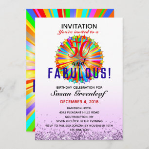 Gay LGBTQ Any Age Fabulous Rainbow Birthday Ombre Invitation