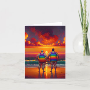 gay lgbtq day at the beach love is love rainbows thank you card