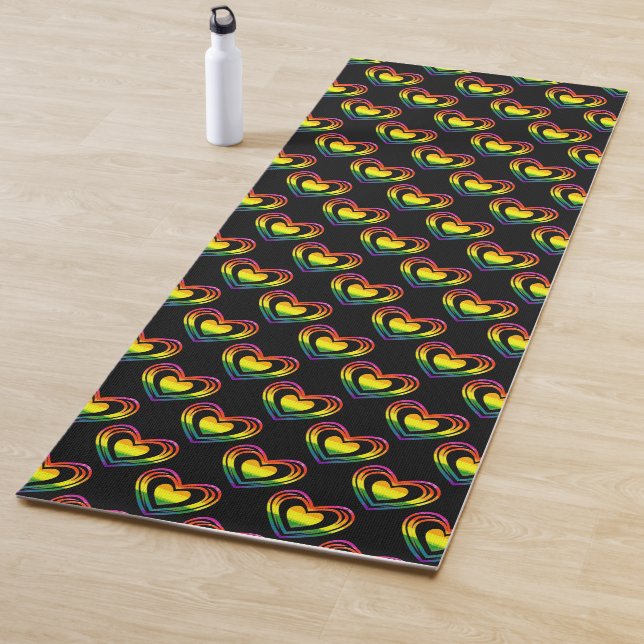 Gay LGBTQ Pride Love Is Love Rainbow  Yoga Mat (In Situ)