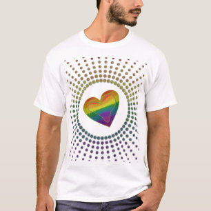 Gay LGBTQ Pride Month Love Rainbow Heart Dots T-Shirt