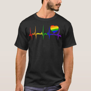 Gay LGBTQ Pride Rainbow Flag LGBT Gifts EKG Love H T-Shirt
