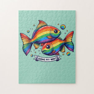 gay LGBTQ rainbow fish  Jigsaw Puzzle