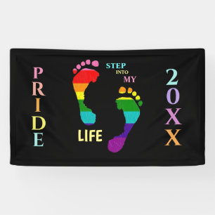 Gay LGBTQ Rainbow Pride Month Step My Life Feet Banner