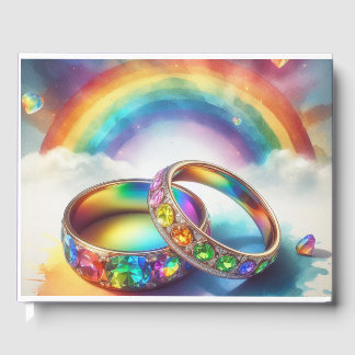 Gay Lgbtq, Rainbow Rings Wedding Guestbook