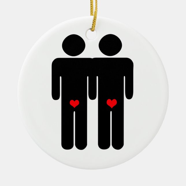 GAY LOVERS (2) CERAMIC TREE DECORATION (Front)