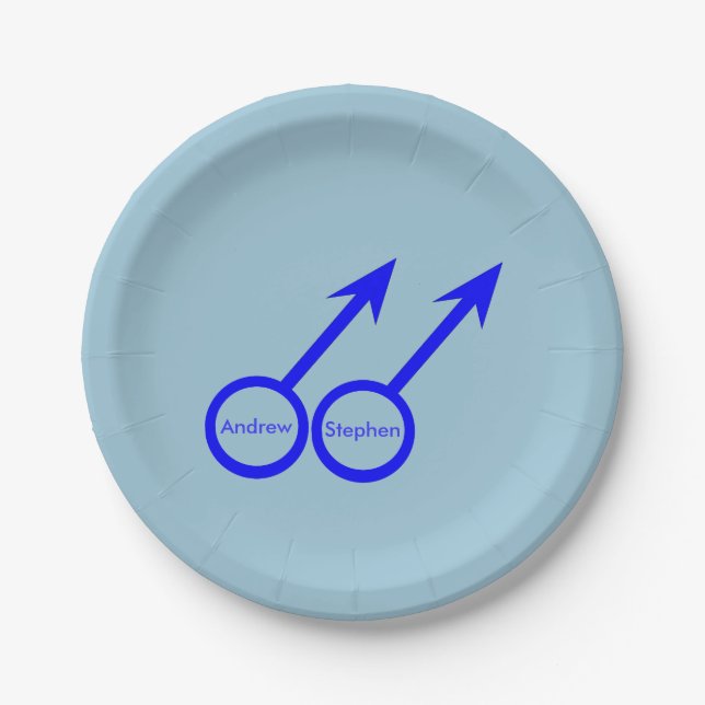 Gay Lovers Customisable Paper Party Plates (Front)