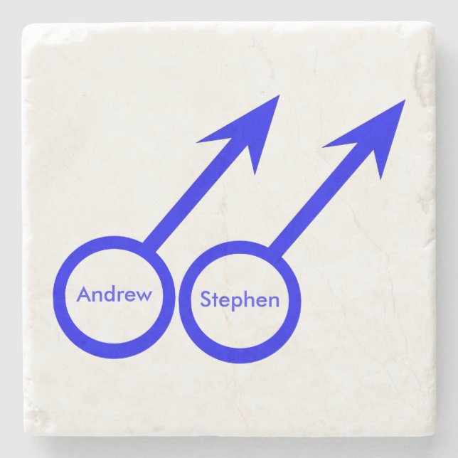 Gay Lovers Customisable Stone Coaster (Front)
