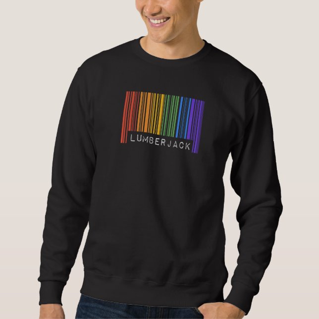 Gay Lumberjack Pride Flag Barcode Queer Rainbow LG Sweatshirt (Front)