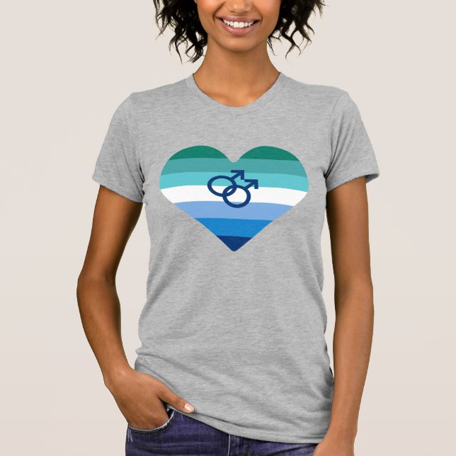 Gay Male Azure MLM Heart T-Shirt (Front)