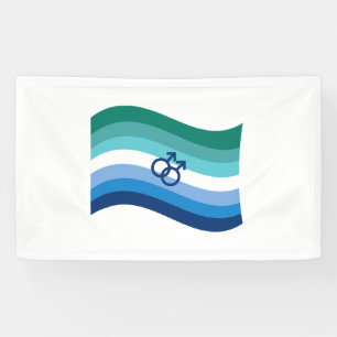 Gay Male Love Pride Azure Wavy Flag Banner