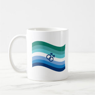 Gay Male Love Pride Azure Wavy Flag Coffee Mug
