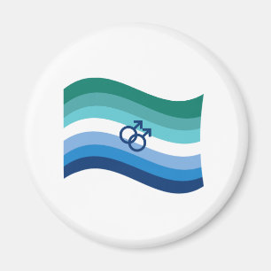 Gay Male Love Pride Azure Wavy Flag Magnet