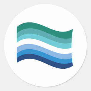 Gay Male Pride Azure Wavy Flag Classic Round Sticker