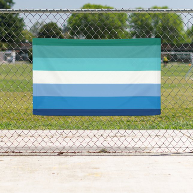 Gay Male Pride Flag (Azure) Banner (Insitu)