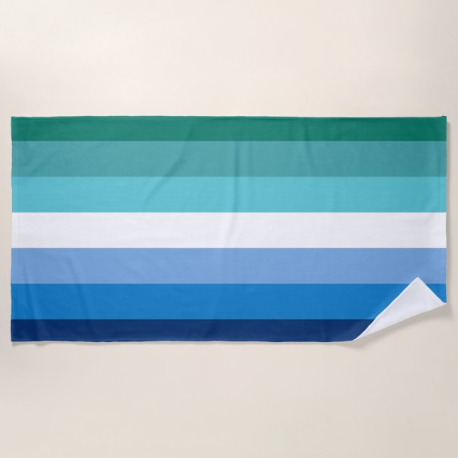 Gay Male Pride Flag (Azure) Beach Towel (Front)