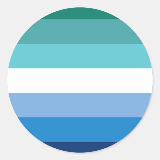 Gay Male Pride Flag (Azure) Classic Round Sticker (Front)