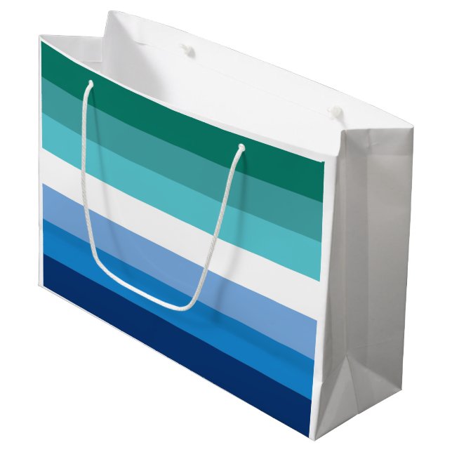 Gay Male Pride Flag (Azure) Large Gift Bag (Front Angled)