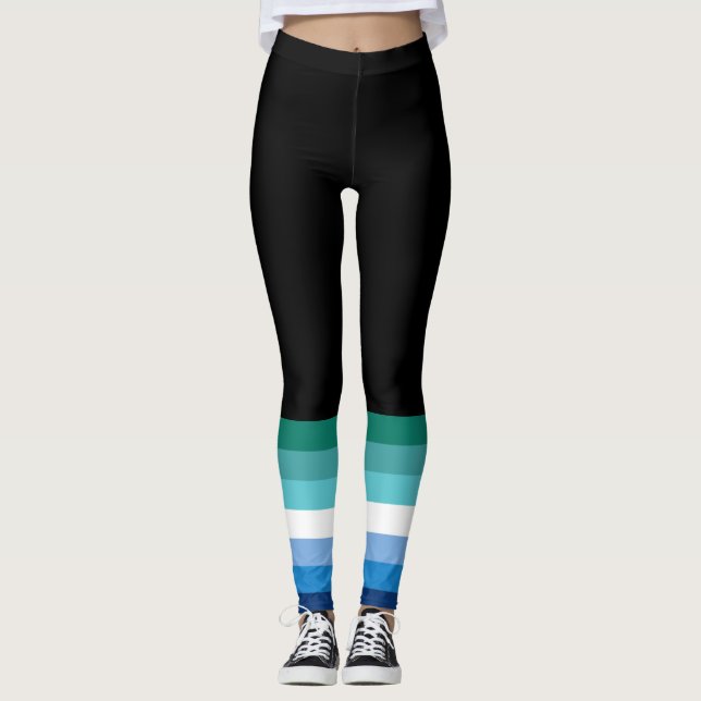 Gay Male Pride Flag (Azure) Leggings (Front)
